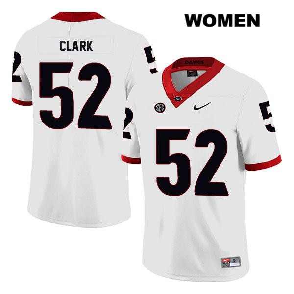 Georgia Bulldogs Women's Tyler Clark #52 NCAA Legend Authentic White Nike Stitched College Football Jersey NIX2056YW